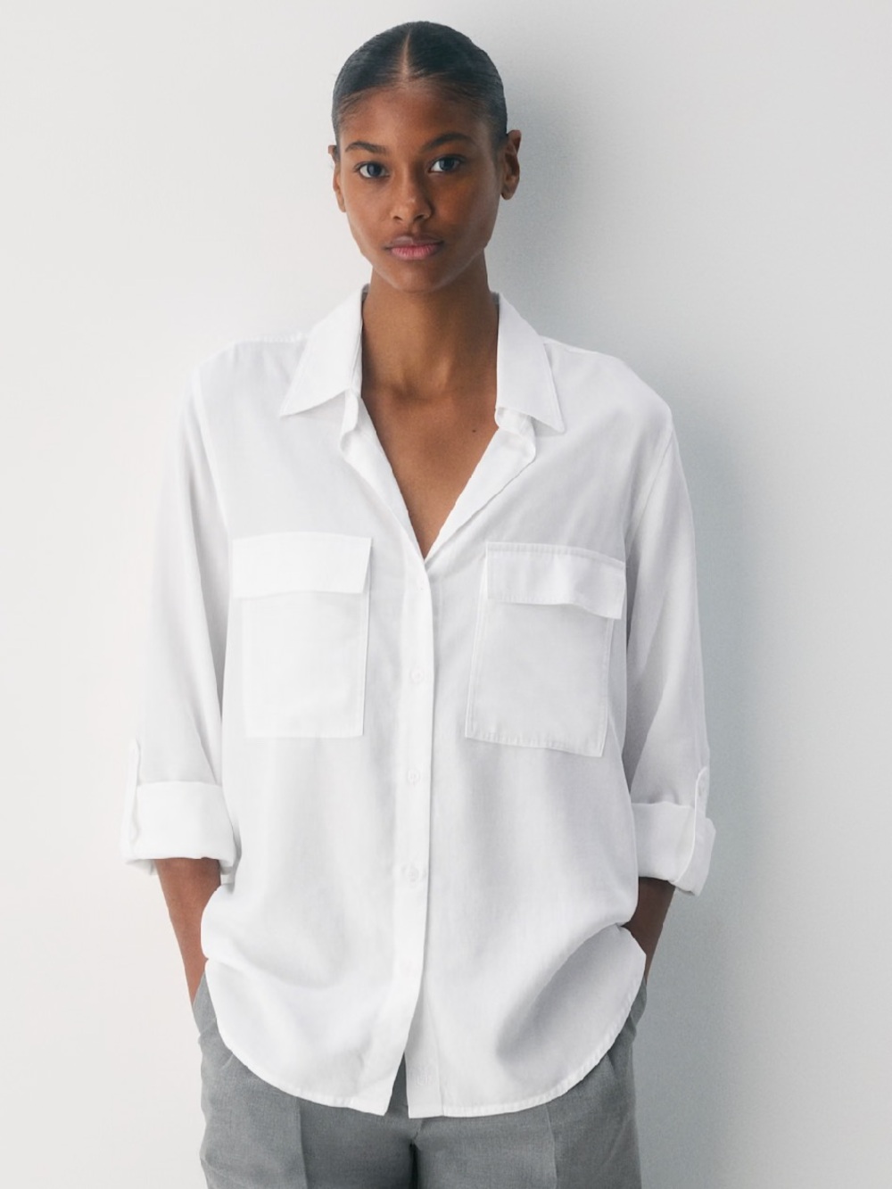 Babaton White Utility Shirt- XXS